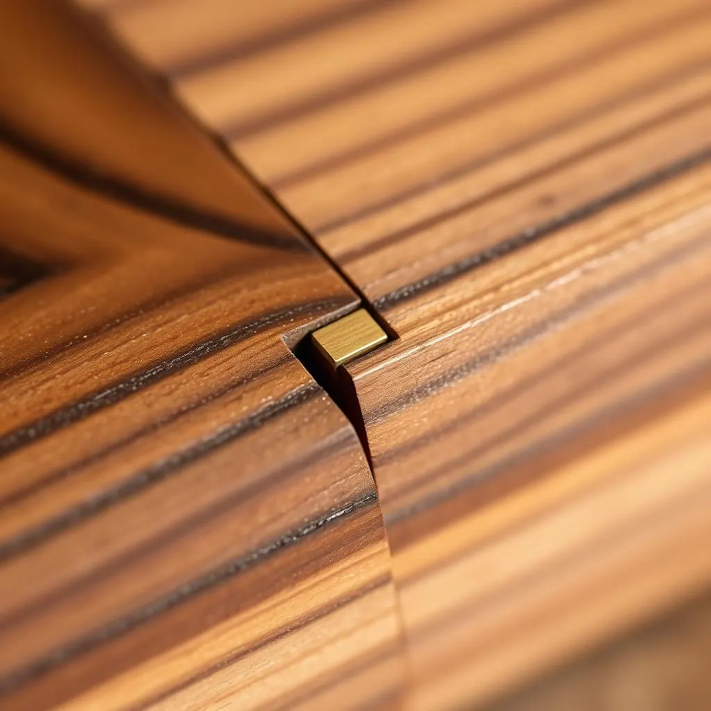 A hand-cut joint with a brass key