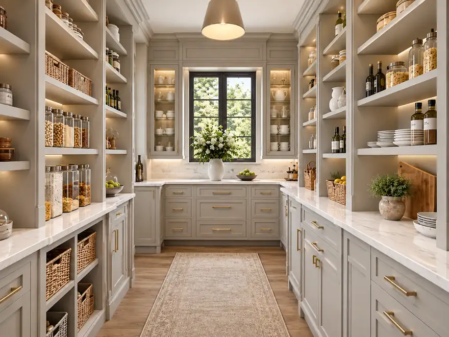 Pantry inspiration with organized shelves and countertop storage