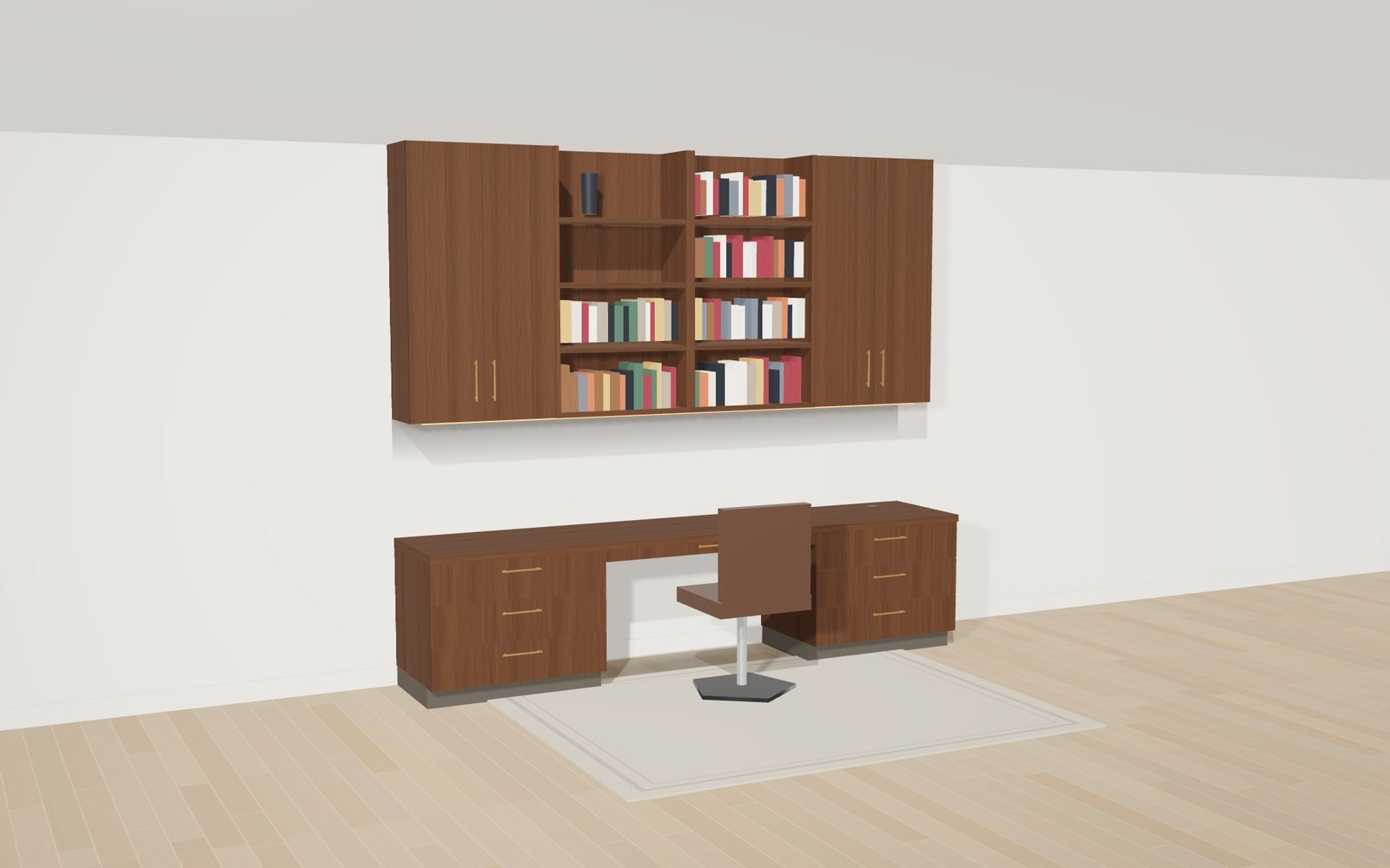 Walnut desk wall: 3D rendering of a Home Office Worx design